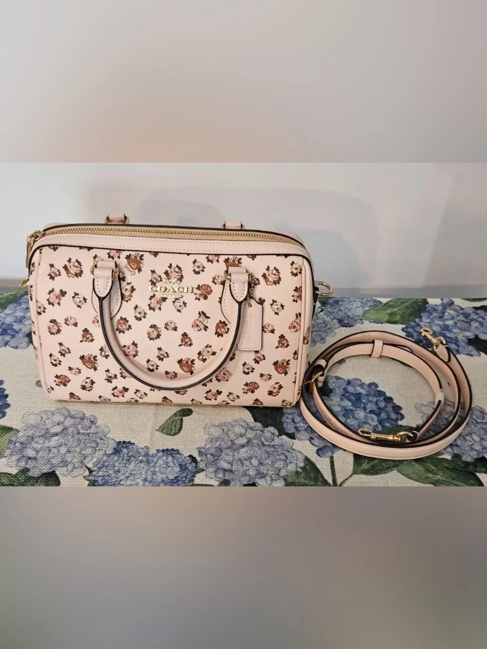 Coach Rowan Satchel Rose Print (MSRP $398)